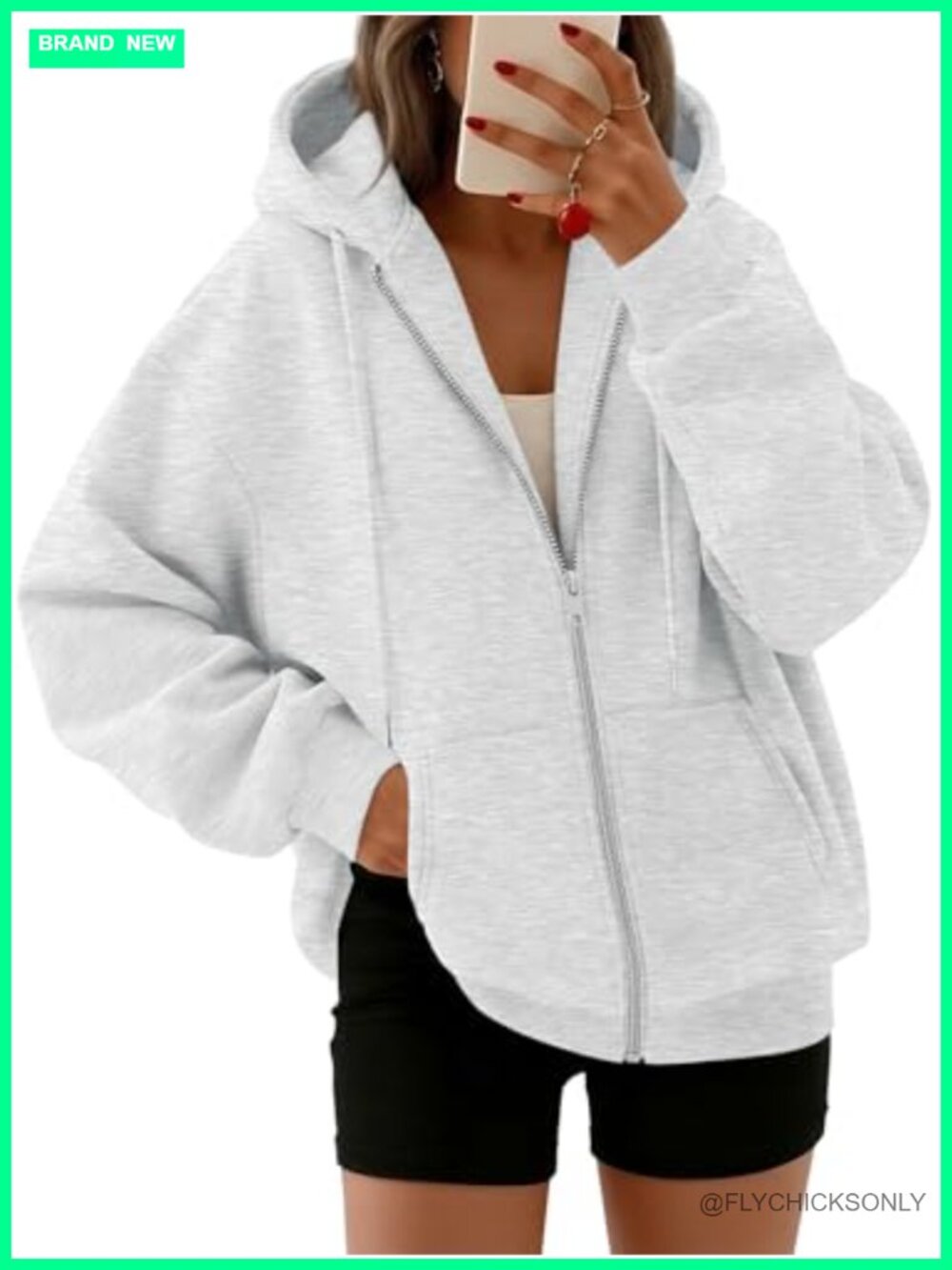 Oversized Zip Up Hoodie Womens Fleece Loose Fit Sweatshirt Fall